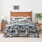 Christmas Cabin Quilt Sets Queen, 3-Piece Lightweight Reversible All Season Bear Quilt