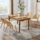 Rattan Dining Chairs Set of 4 with Faux Leather Cushion