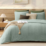 Fluffy Queen Comforter Set – 3 Piece Cozy Sherpa Comforter Queen Size Sage Green