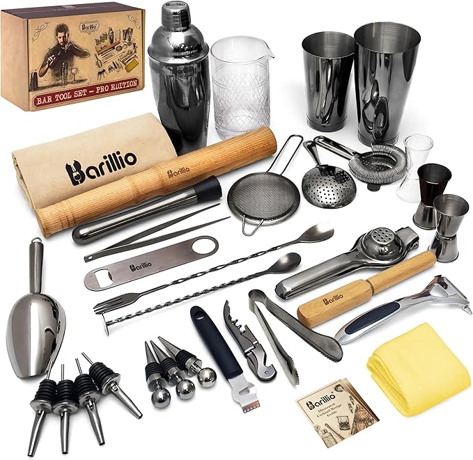 Bar Tool Set Pro Edition - Stainless-Steel Cocktail Shaker Set - Mixology Bartender