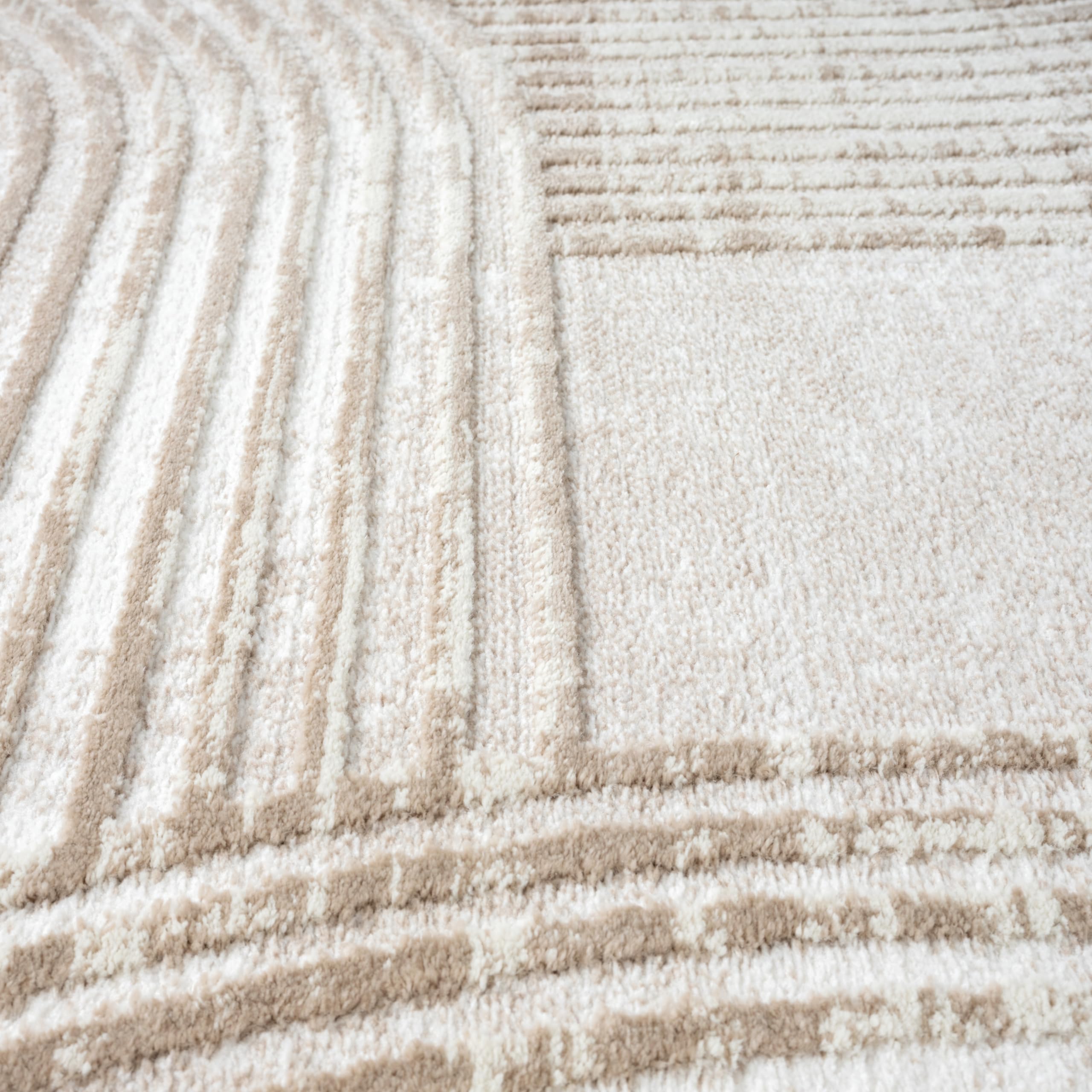 Abani Cream Area Rug for Living Room, Bedroom -Mid-Century Modern- 6' x 9' -Durable & Easy to Clean