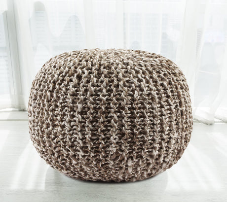 Jute Cotton Pouf - Tweed Knitted Braid Dori Cord Ottoman Footstool Bean Bag