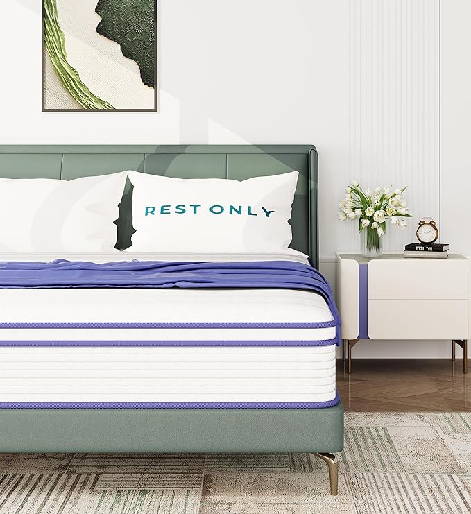 Queen Mattress, REST ONLY 10 Inch Hybrid Mattress with Gel Memory Foam Queen Size Mattress in a Box,