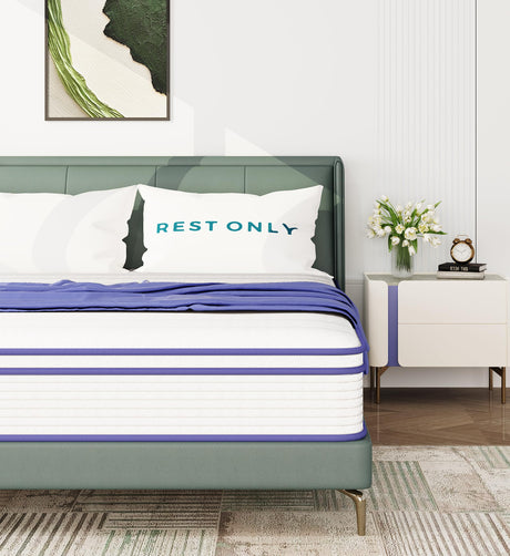 Queen Mattress, REST ONLY 10 Inch Hybrid Mattress with Gel Memory Foam Queen Size Mattress in a Box,