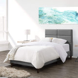 Bellevue Light Gray Fabric Upholstered Twin/Single Bed with Headboard