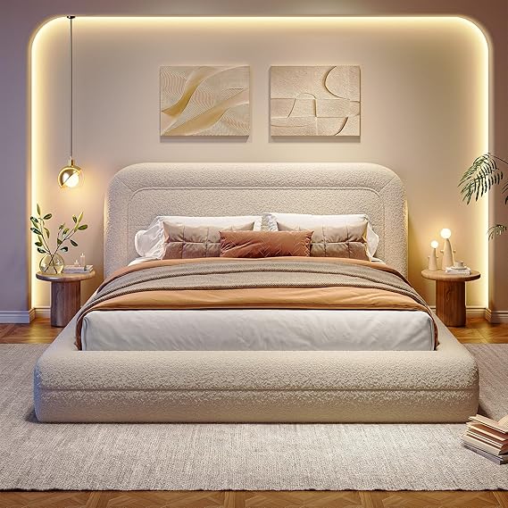 Full Upholstered Cloud Bed Frame with Headboard