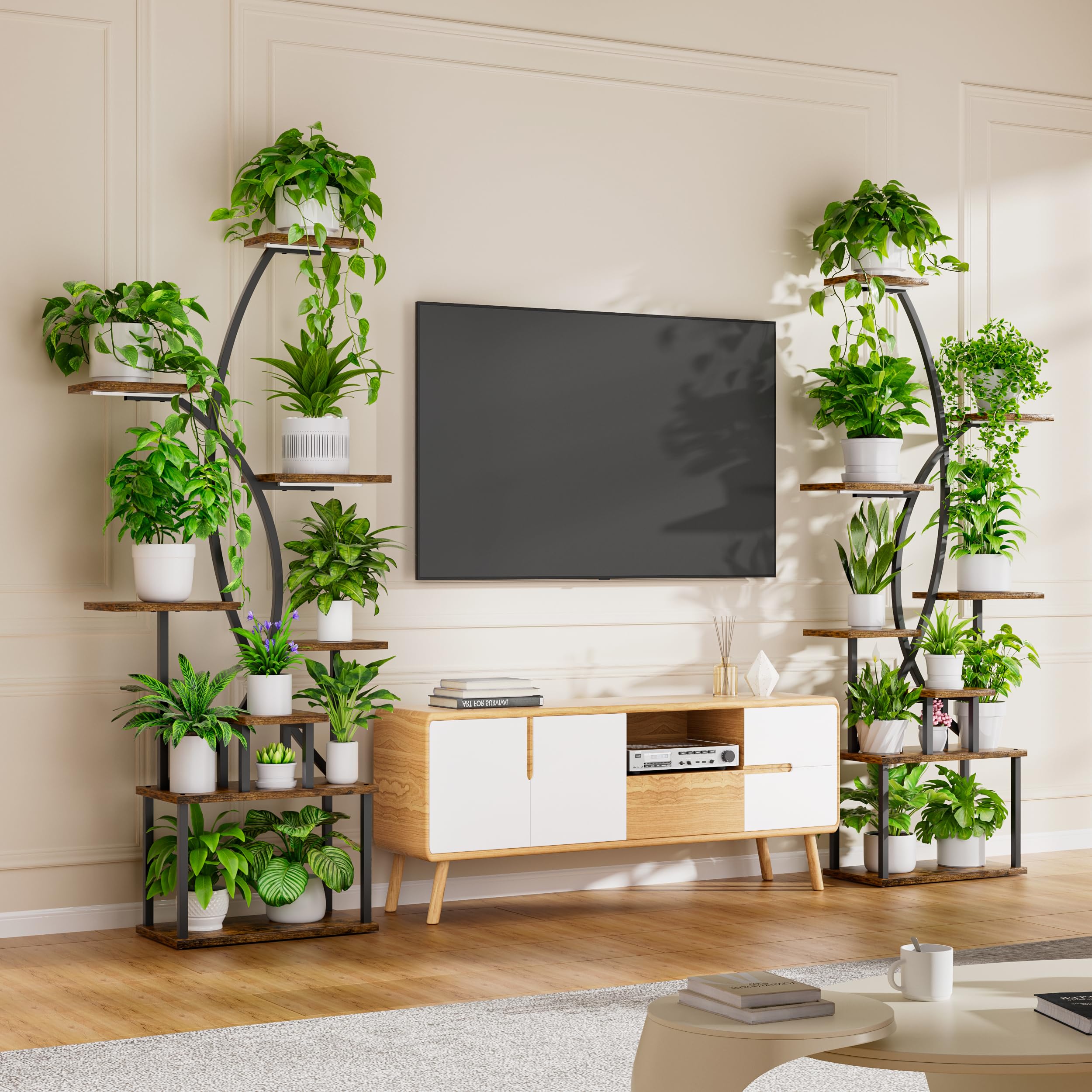 Plant Stand Indoor with Grow Lights - 8 Tiered Tall Plant Shelf, 65" Metal Corner Shelves