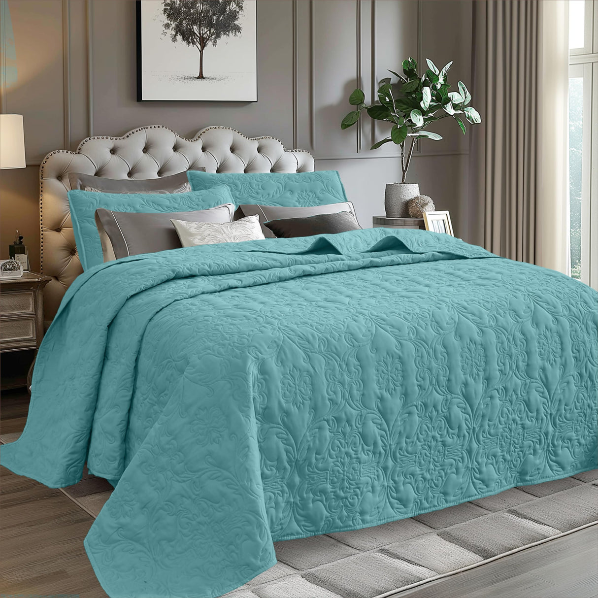 3 Pieces Quilt Set Queen/Full Size with 1 Quilt and 2 Pillow Shams