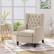 Diana Wingback Recliner, Light Beige Tweed + Dark Brown