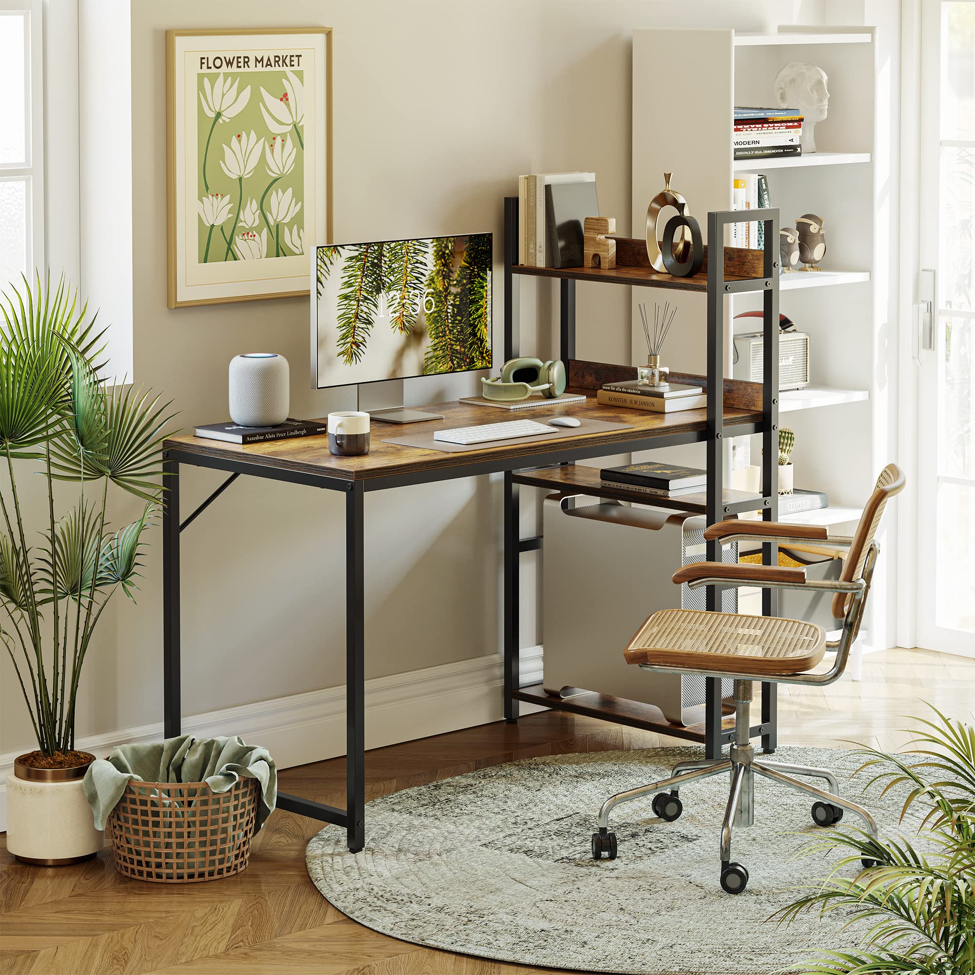 Computer Desk 40 inch with Storage Shelves Study Writing Table for Home Office