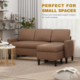 74" Convertible Sectional Sofa Couch, Small 3-Seat L-Shaped Sofa