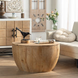 31.5'' Round Wood Coffee Table with Storage for Living Room