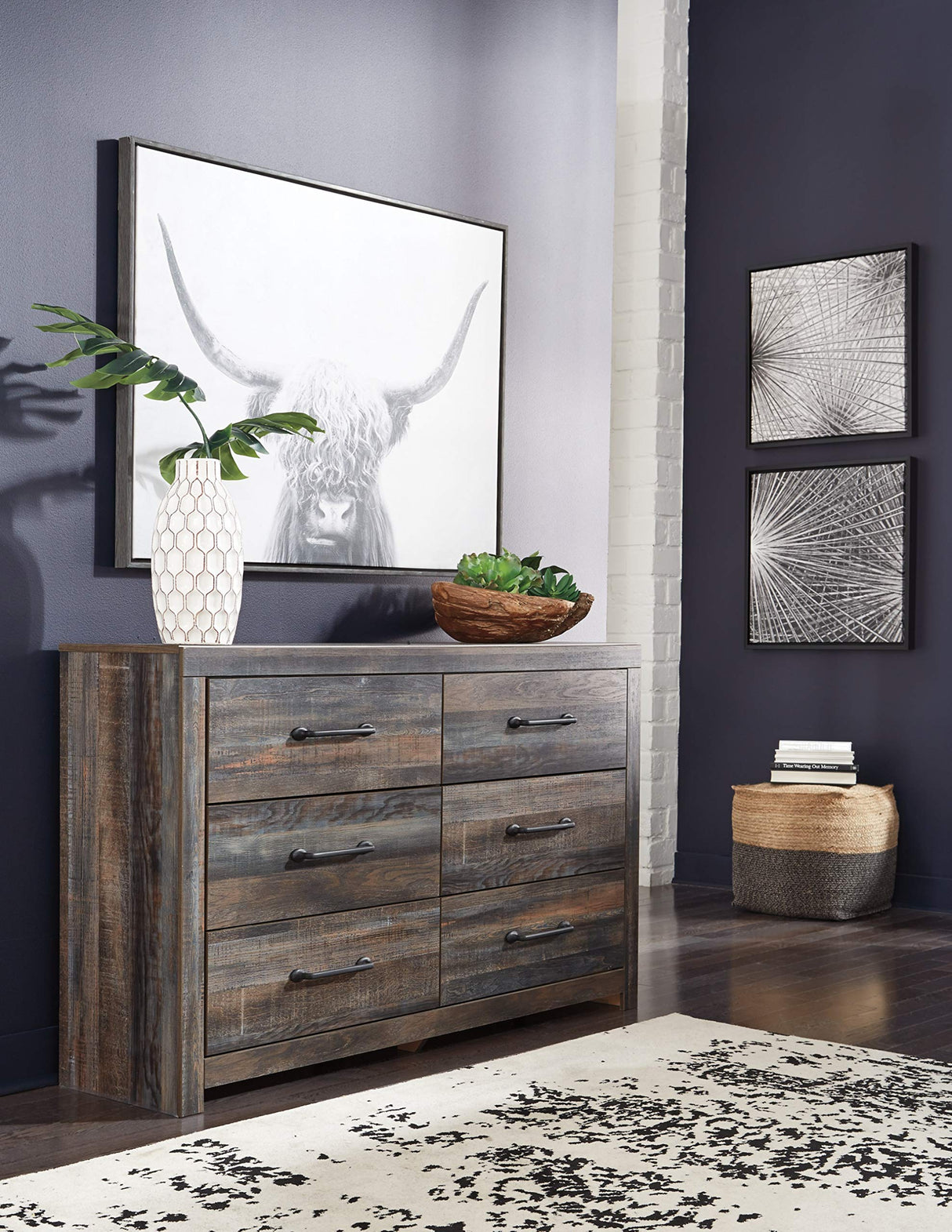 Design by Ashley Drystan Rustic Industrial 6 Drawer Dresser,