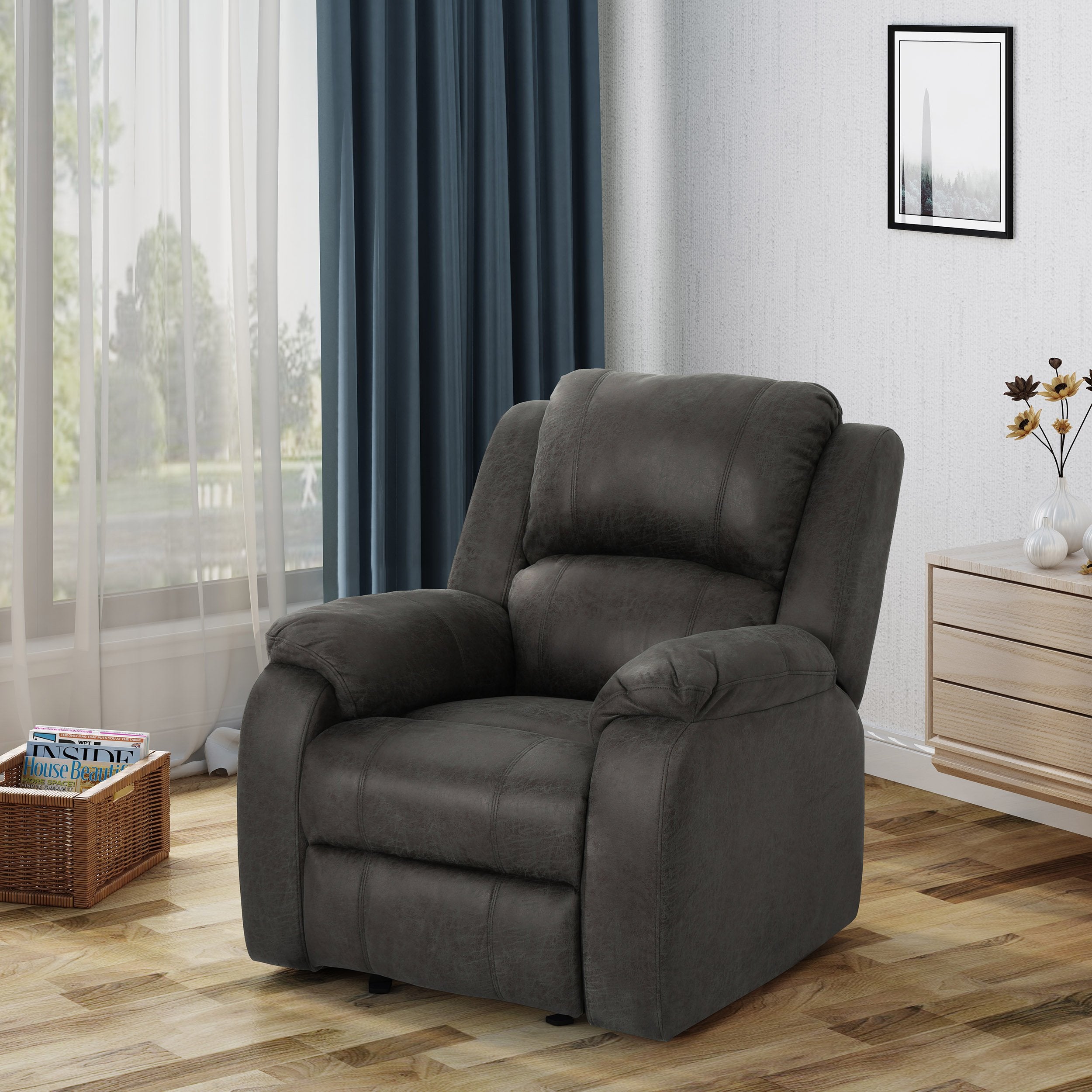 ComfyTide Tufted Recliner Accent Chair – Microfiber & Lever Recline