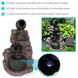 Crumbling Bricks and Pots 27-Inch Solar Fountain with LED Lights and Battery-Powered