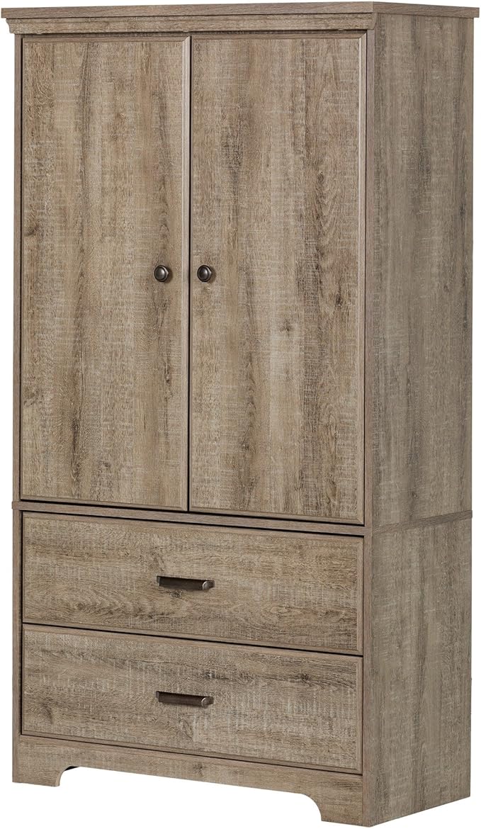 Versa 2-Door Armoire with Drawers, Gray Maple