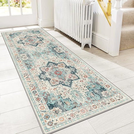 Area Rugs 6x9 Machine Washable Rug for Living Room, Non Slip Vintage Indoor Rug, Low