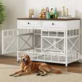 44" Large Dog Crate Furniture with Storage Drawers