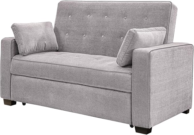 Ainsley Queen Size Convertible Sofa Bed, Light Grey