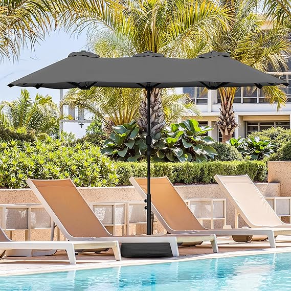 15FT Large Patio Umbrella with Base Included, Outdoor Double sided Umbrellas