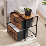 Sweetcrispy Nightstand Set of 2, End Tables with 2 Storage Drawers Bedside Furniture