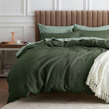 Waffle Comforter Set King, Beige Soft Cotton Bedding, Waffle Weave Bed Set