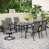 7 PCS Patio Dining Set, Outdoor Table Chair Set with Large Metal Table