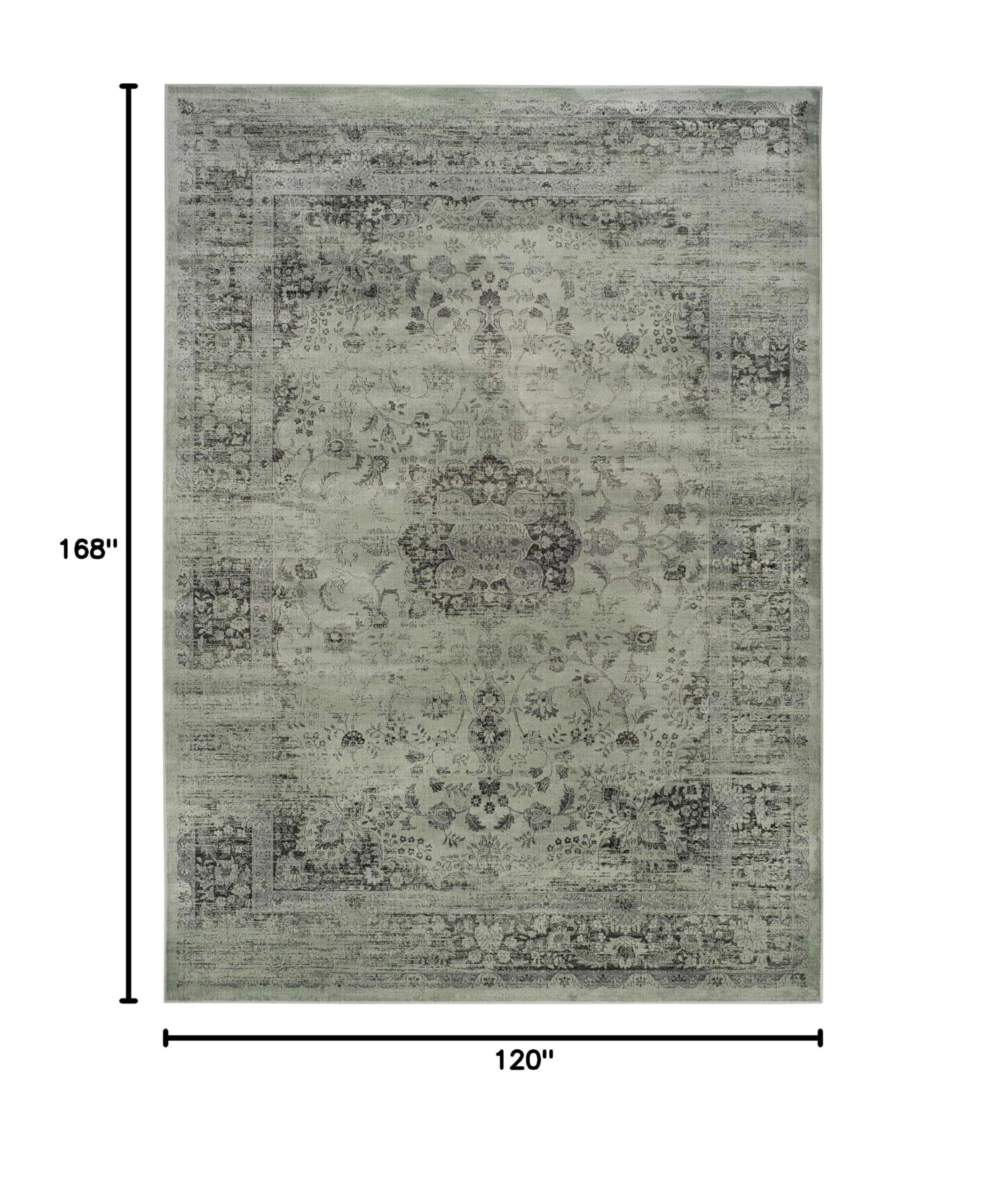 SAFAVIEH Vintage Collection Area Rug - 10' x 14', Spruce, Oriental Medallion Distressed Viscose Design, Ideal for High Traffic Areas in Living Room, Bedroom (VTG113-2111)