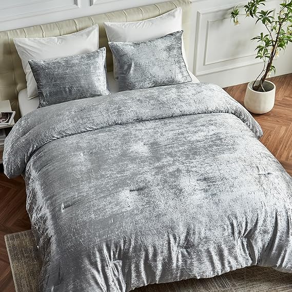 King Size Korean Velvet Comforter Set - Champagne Gold