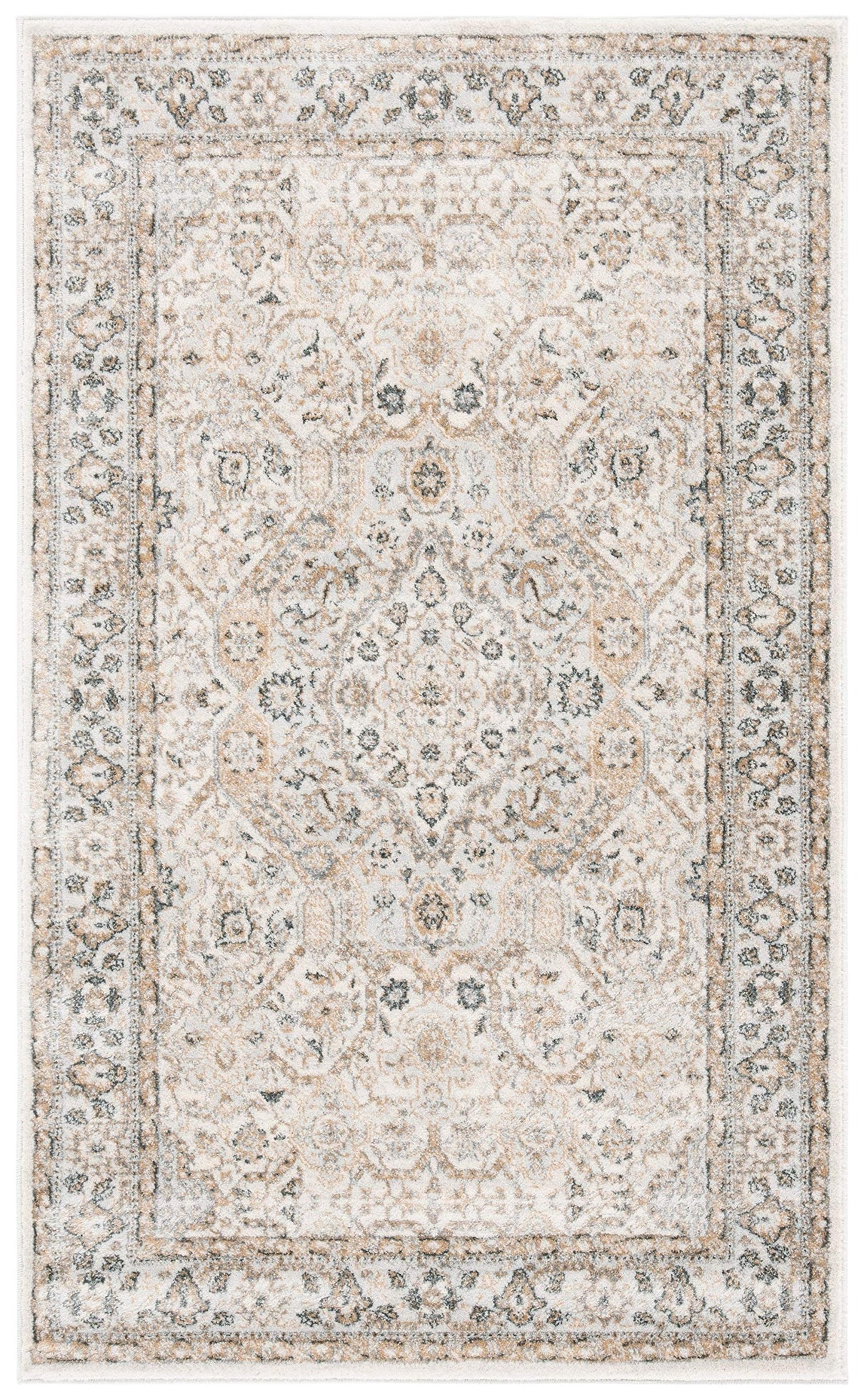 SAFAVIEH Isabella Collection Accent Rug - 3' x 5', Cream & Beige, Oriental Design, Non-Shedding & Easy Care, Ideal for High Traffic Areas in Entryway, Living Room, Bedroom (ISA916B)