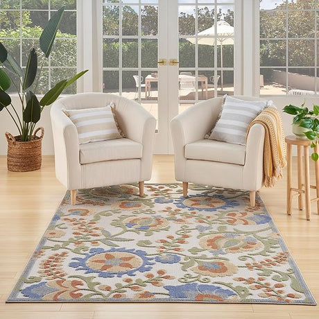 9' x 12' Navy Multicolor Fabric Outdoor Area Rug (9' x 12')