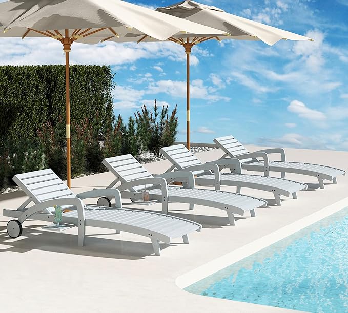 Patio Chaise Lounge Chairs Set of 2, 5-Position Adjustable Outdoor Lounge Chair