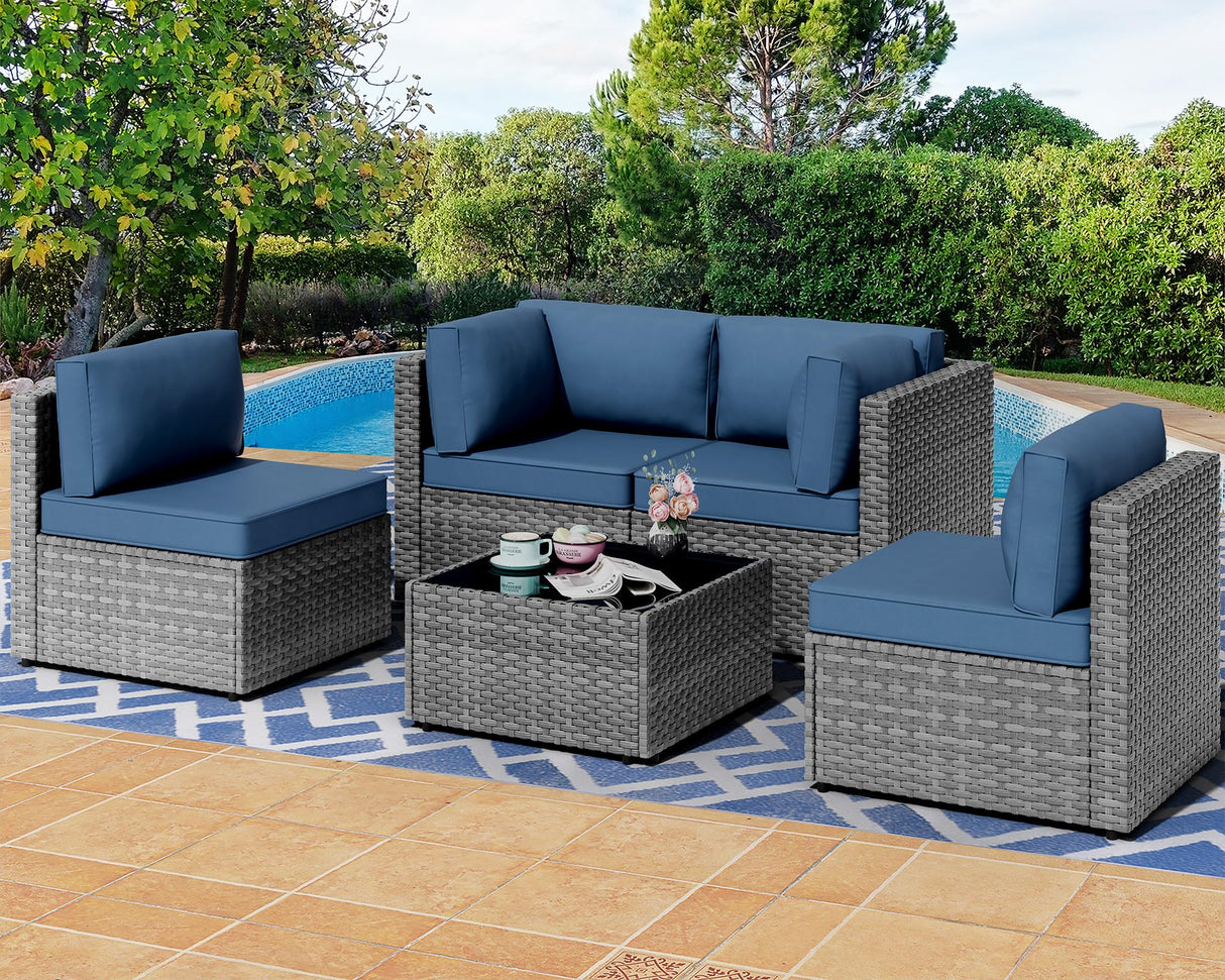 5 Pieces Outdoor Patio Furniture Sets, Patio Sectional Sofa