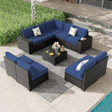6 Pieces Outdoor Patio Furniture Set, Wicker Conversation Sets with Tea Table