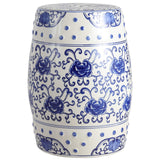 TBL1000A Lotus Flower 17.8" Chinoiserie Ceramic Drum Garden Stool Bohemian,