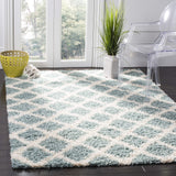 Dallas Shag Collection 8' Square Seafoam / Ivory SGD258C Trellis Non-Shedding