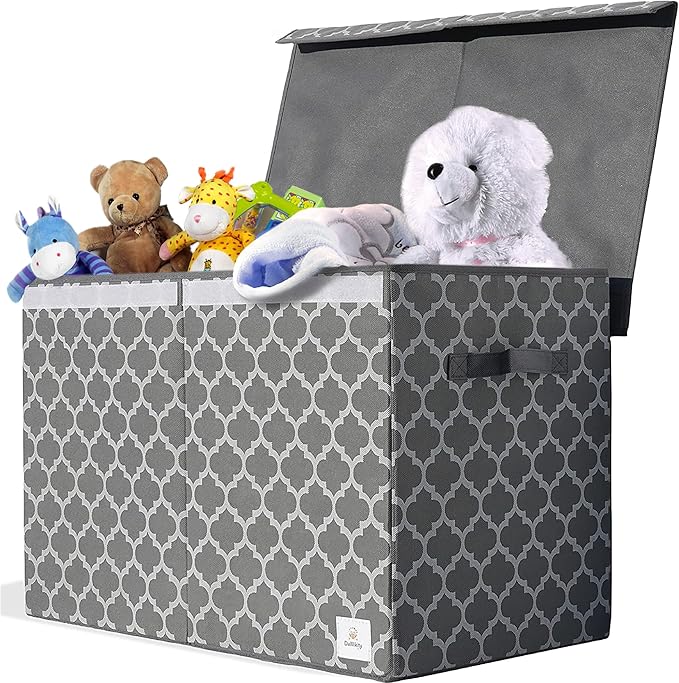 Kids Toy Chest - Collapsible Storage Bin for Nursery, Bedroom, and Playroom - Toy Box with Lid