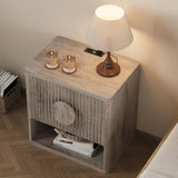 Night Stand with Charging Station, Side Table End Table with Drawers Storage