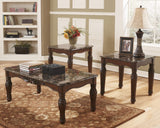 North Shore Traditional Faux Marble 3-Piece Table Set, Includes Coffee Table