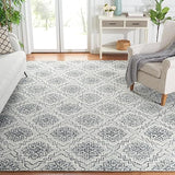 8x10 Abstract Area Rug - Handmade Wool in Blue & Grey