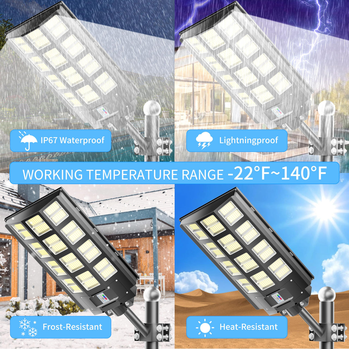 2-Pack Solar Street Lights Outdoor Waterproof, 6800W Solar Light Outdoor Dusk to Dawn