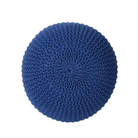 Christopher Knight Home Belle Knitted Cotton Pouf, Navy