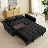 3-in-1 Pull Out Velvet Sofa Bed, Adjustable Backrest Tufted Velvet Love Seat Couch
