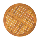 Ziraukon Outdoor Round Acacia Wood Accent Table, 27.5" Patio Bar Table, Small End Tables for Garden, Backyard, Poolside, Deck, Yard, Indoor Plant Stand, Teak - Bircata