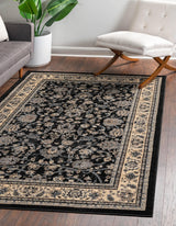 Unique Loom Sialk Hill Collection Area Rug - Washington (4' 1" x 6' 1" Rectangle Black/Gray)