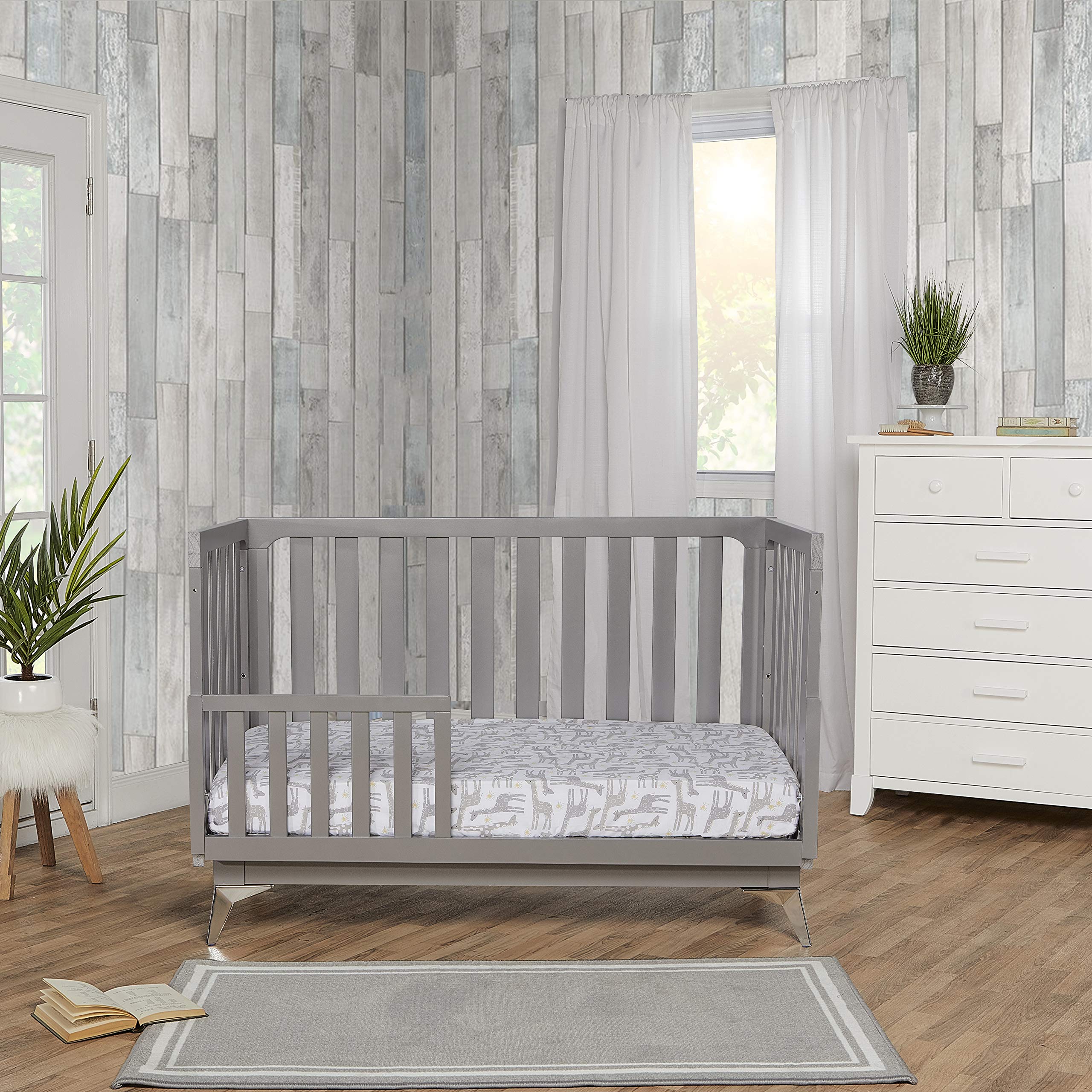 Harper 4-In-1 Convertible Crib In Storm Grey, Greenguard Gold & JPMA Certified, 3 Mattress Height Settings