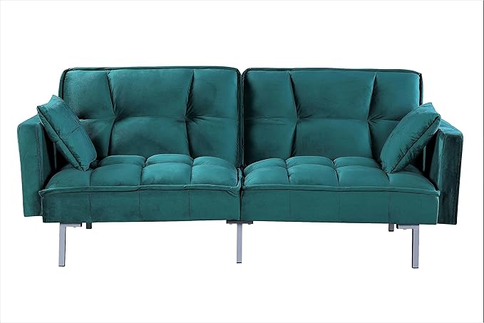 Regal Convertible Sleeper Sofa Bed, Velvet Pull Out Couch with Mid-Century Style