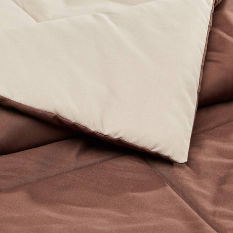 Reversible Lightweight Microfiber Comforter Blanket, King, Chocolate/Khaki