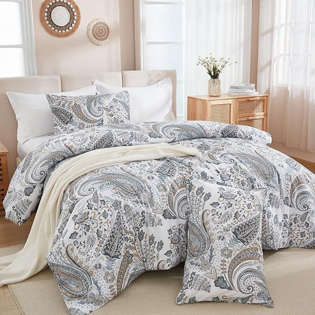 King Size Comforter Set 100% Cotton Floral Bedding Comforter Sets with Light