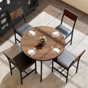 Round Dining Table Set for 4 with Pedestal Base - Walnut